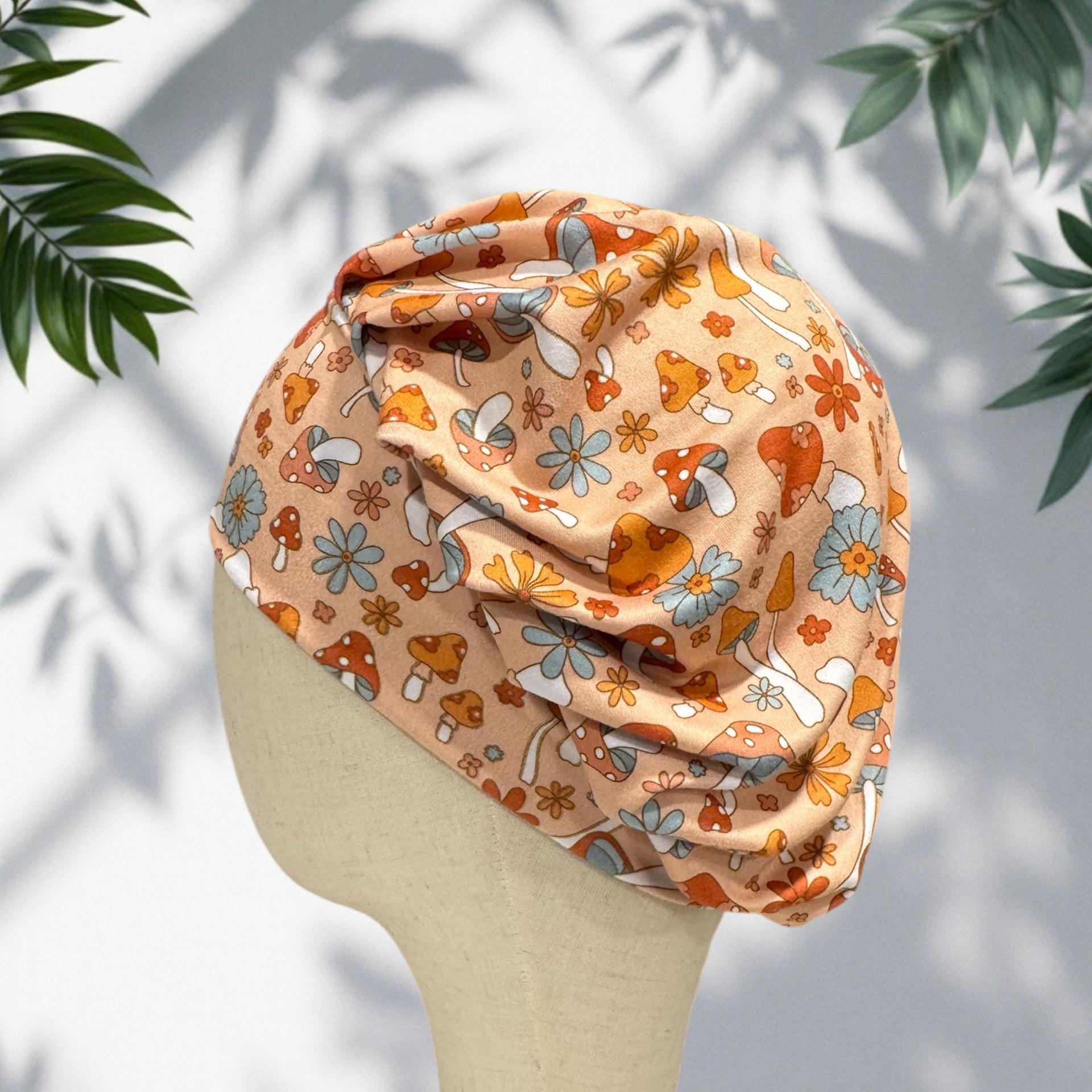 Mushroom Floral Bouffant Scrub Cap