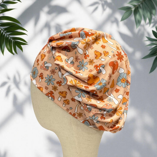 Mushroom Floral Bouffant Scrub Cap