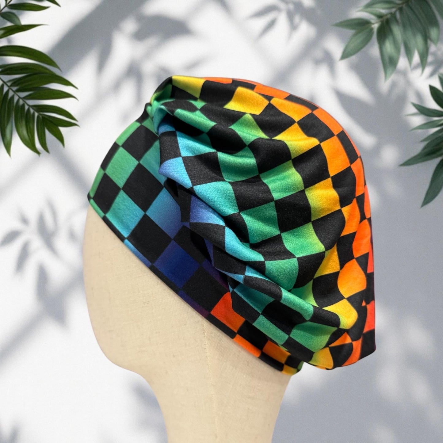 Checkered Colored Bouffant Scrub Cap