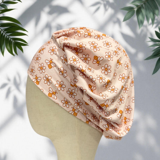 Bee Floral Bouffant Scrub Cap