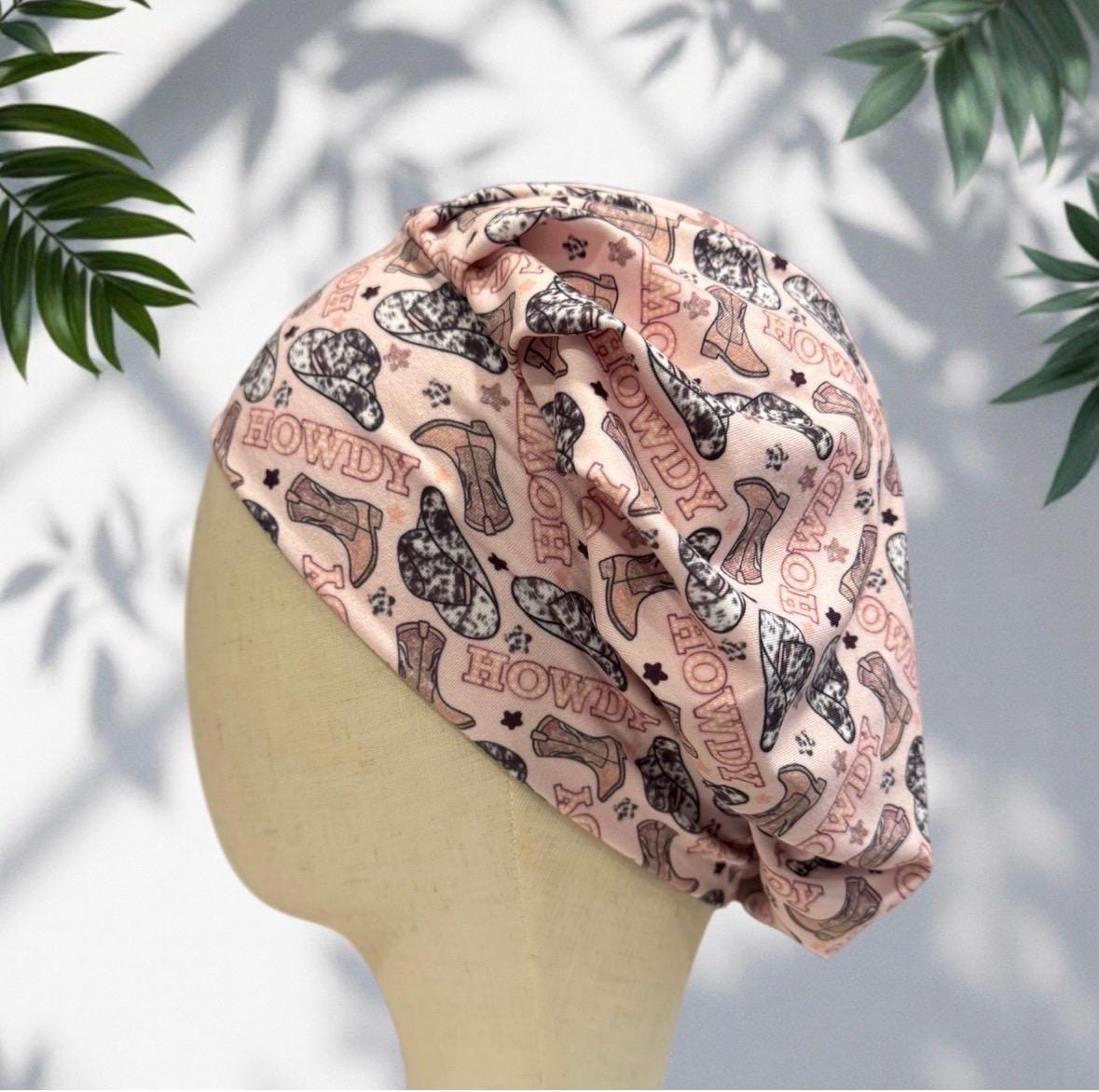 Pink Cherry Disco Bouffant Scrub Cap