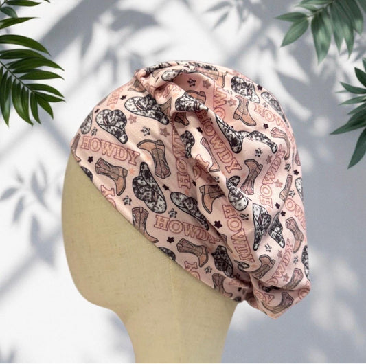 Pink Cherry Disco Bouffant Scrub Cap