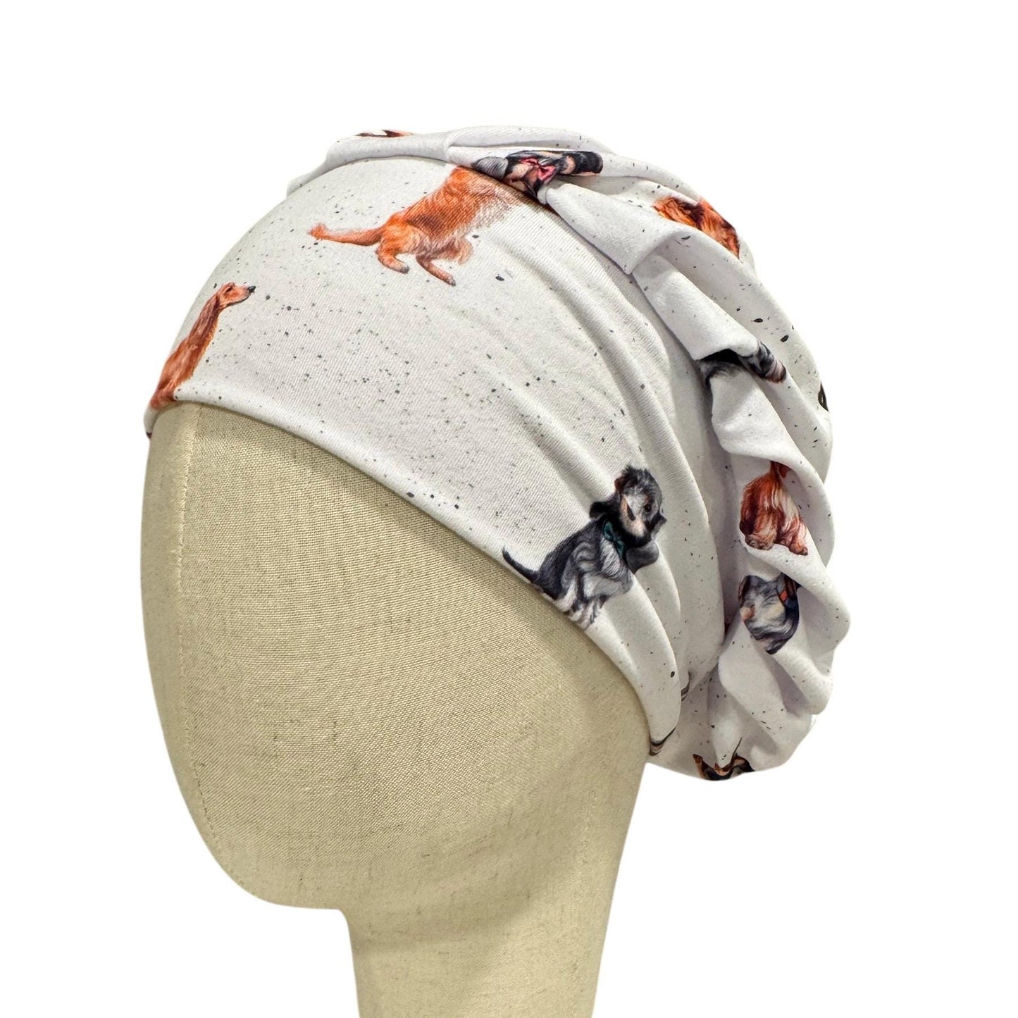 Bouffant Scrub Cap for Long Hair – Stretchy Jersey, Dog Print