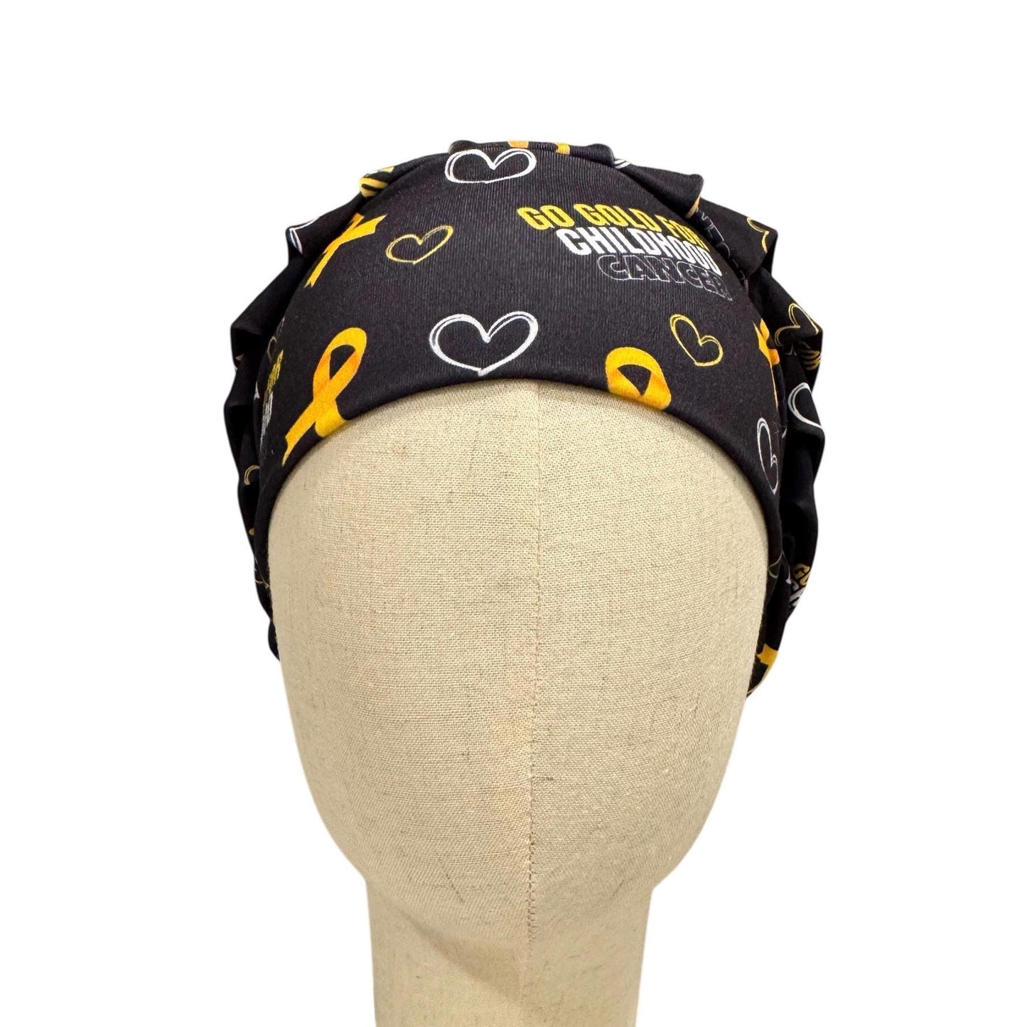 Childhood Cancer Awareness Bouffant Scrub Cap on black
