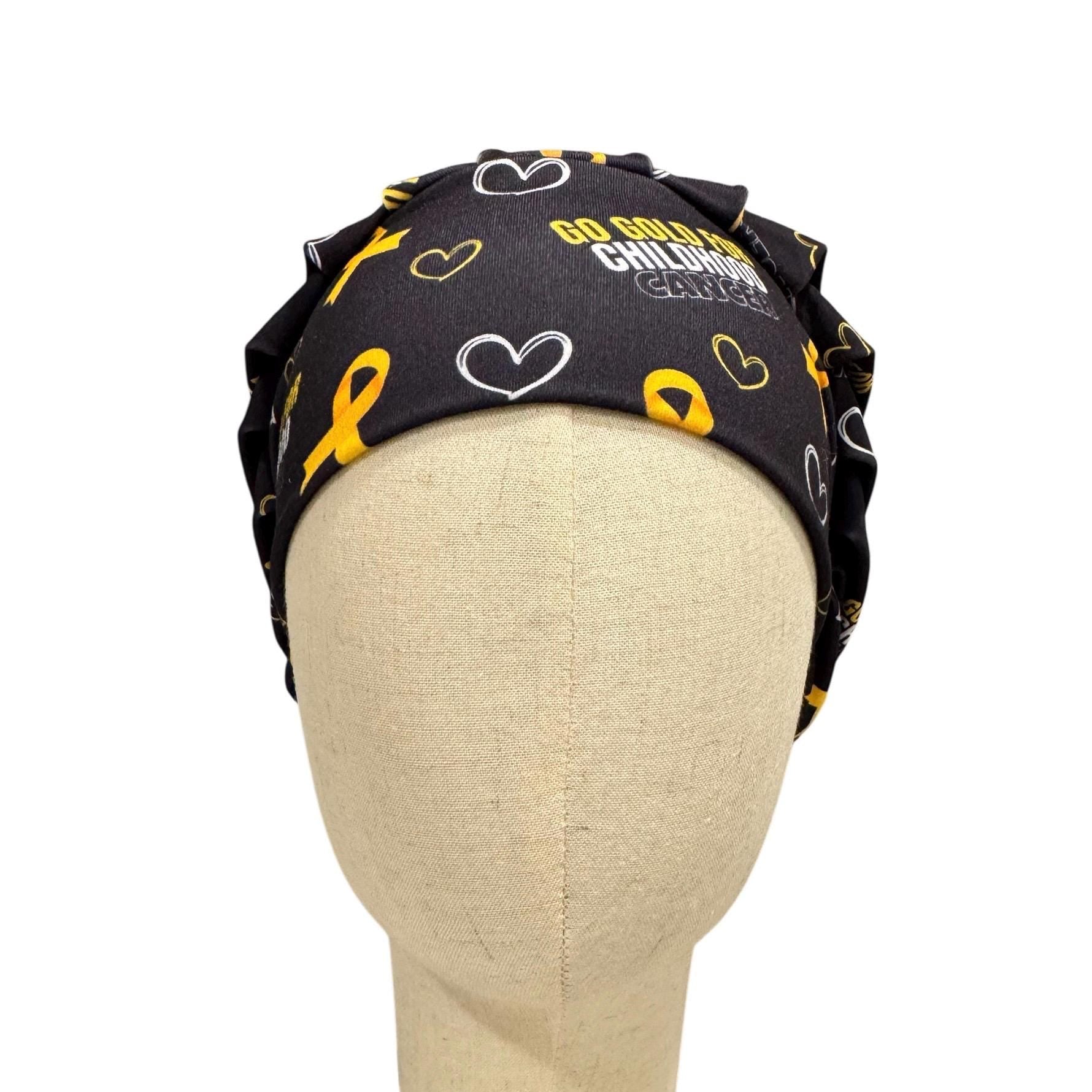 Childhood Cancer Awareness Bouffant Scrub Cap on black