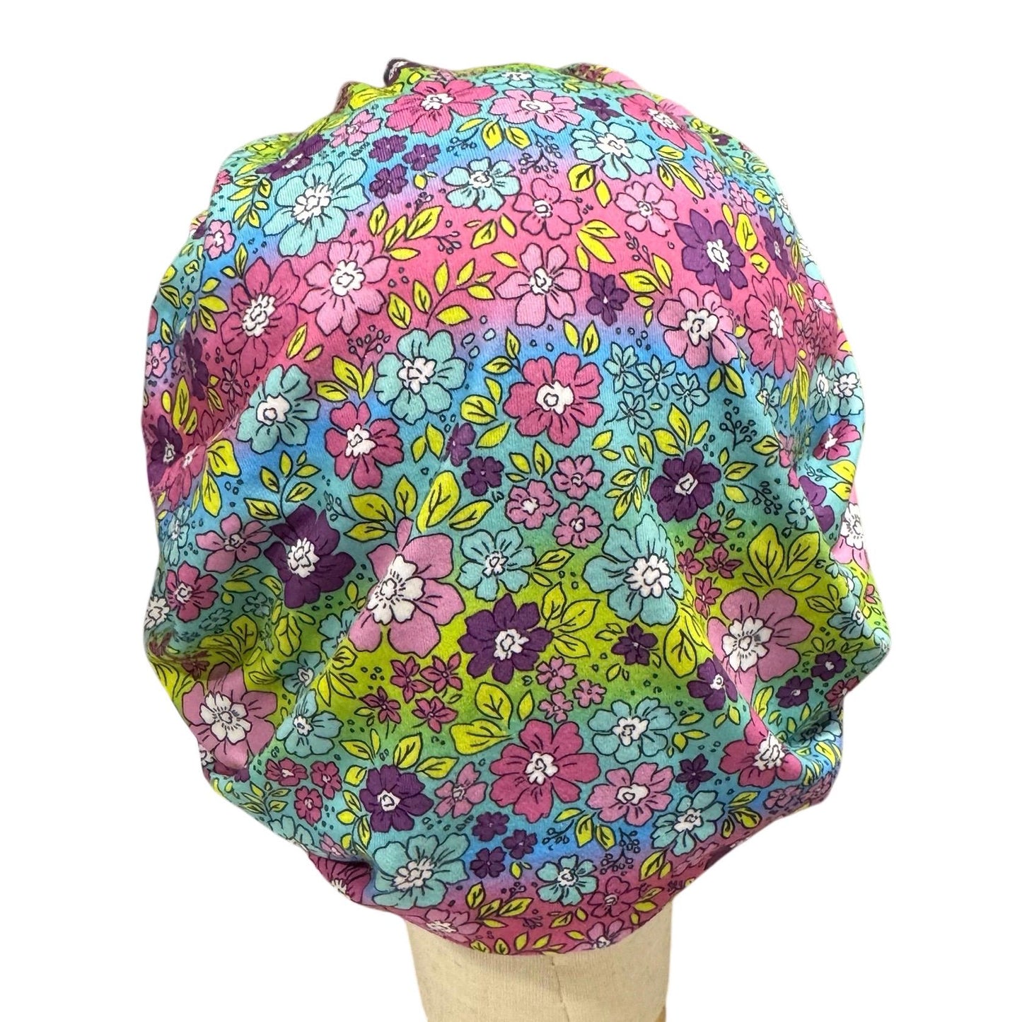 Pastel Floral Bouffant Scrub Cap