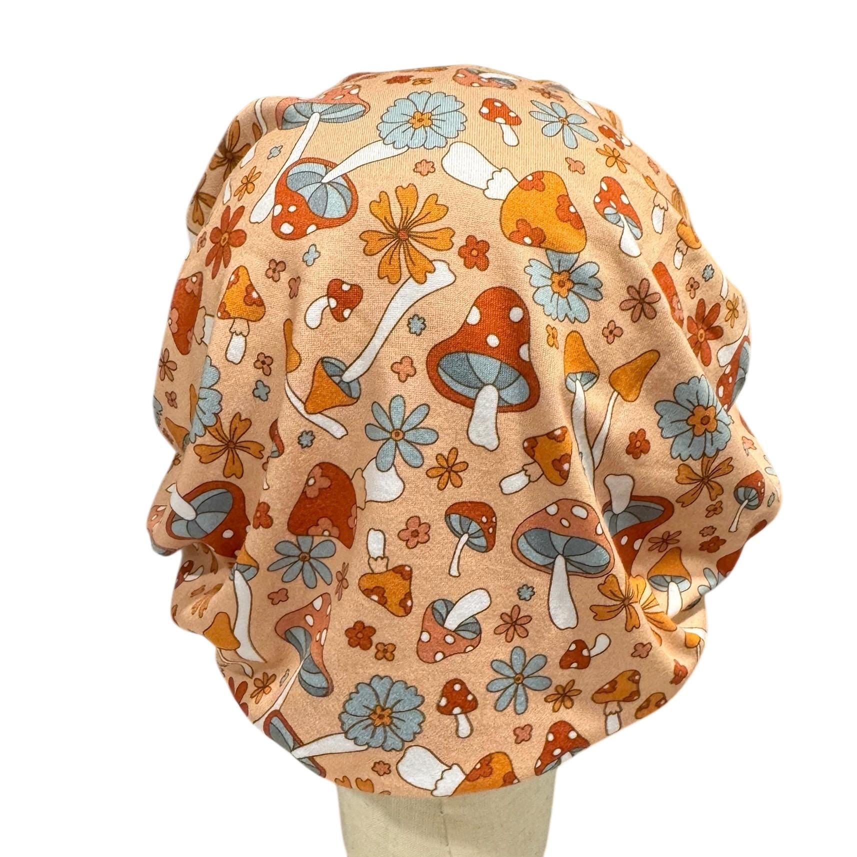 Mushroom Floral Bouffant Scrub Cap