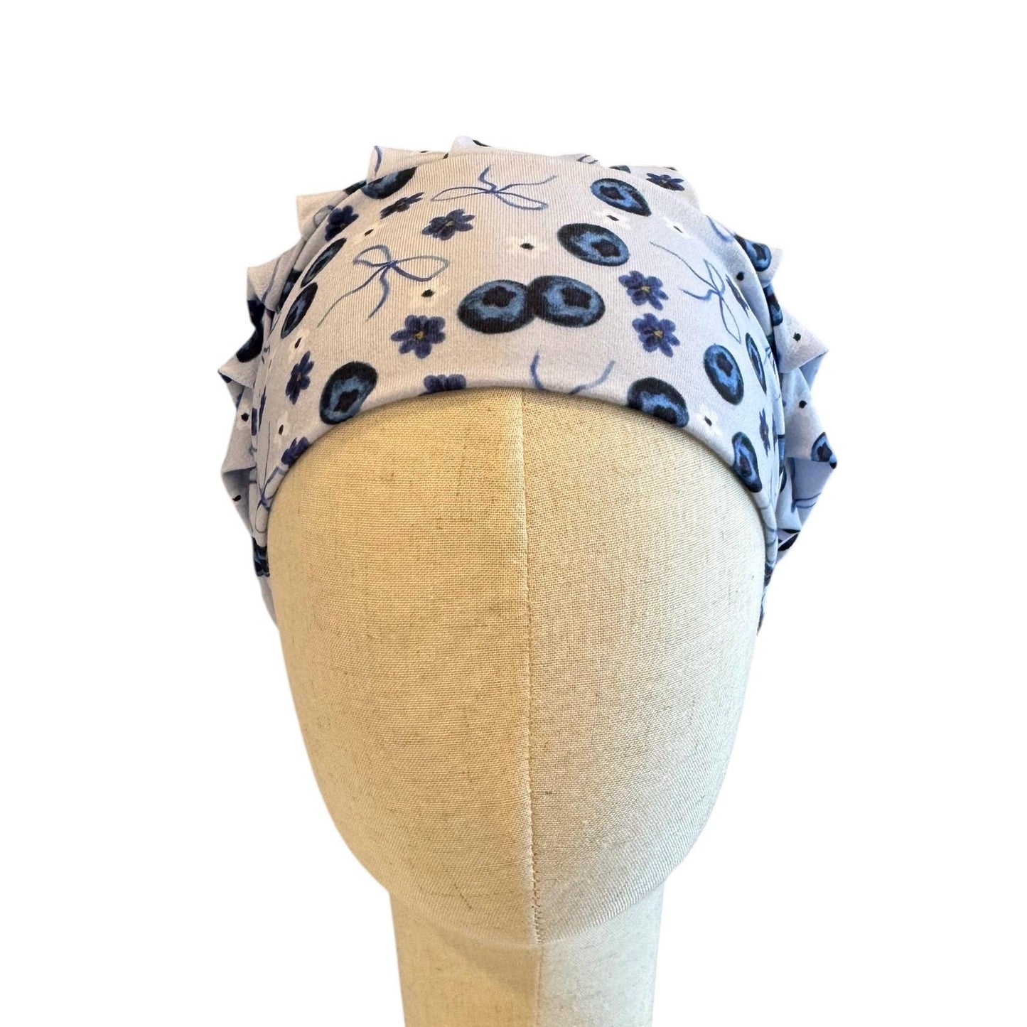 Blueberry Bow Bouffant Scrub Cap, Ponytail Friendly