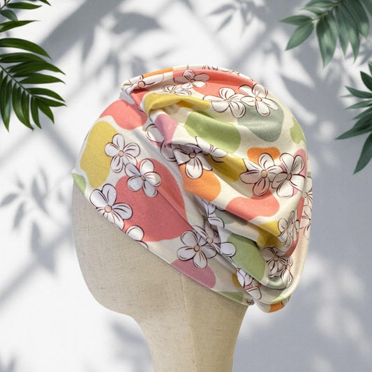 Pastel Floral Bouffant Scrub Cap | Watercolor Flower Surgical Hat | Women’s Ponytail Scrub Hat