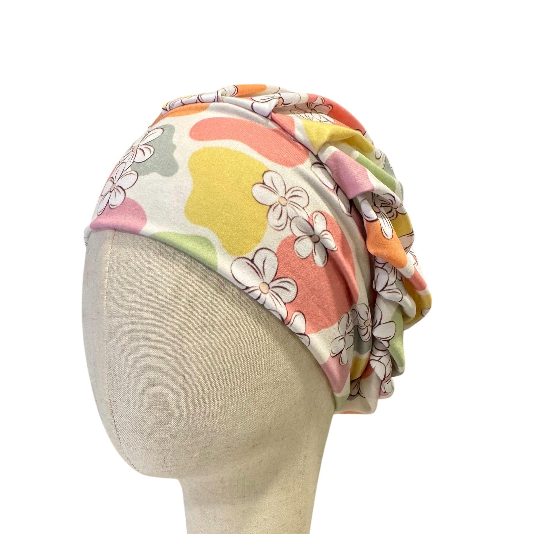 Pastel Floral Bouffant Scrub Cap | Watercolor Flower Surgical Hat | Women’s Ponytail Scrub Hat