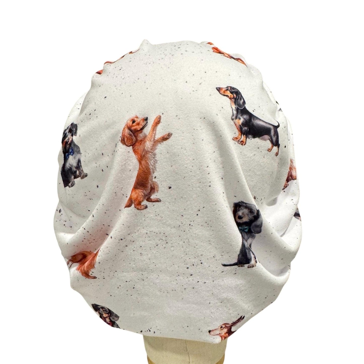 Bouffant Scrub Cap for Long Hair – Stretchy Jersey, Dog Print
