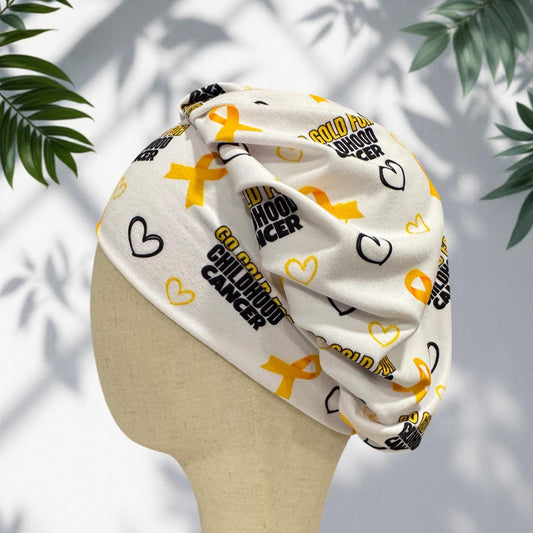 Childhood Cancer Awareness Bouffant Scrub Cap on white