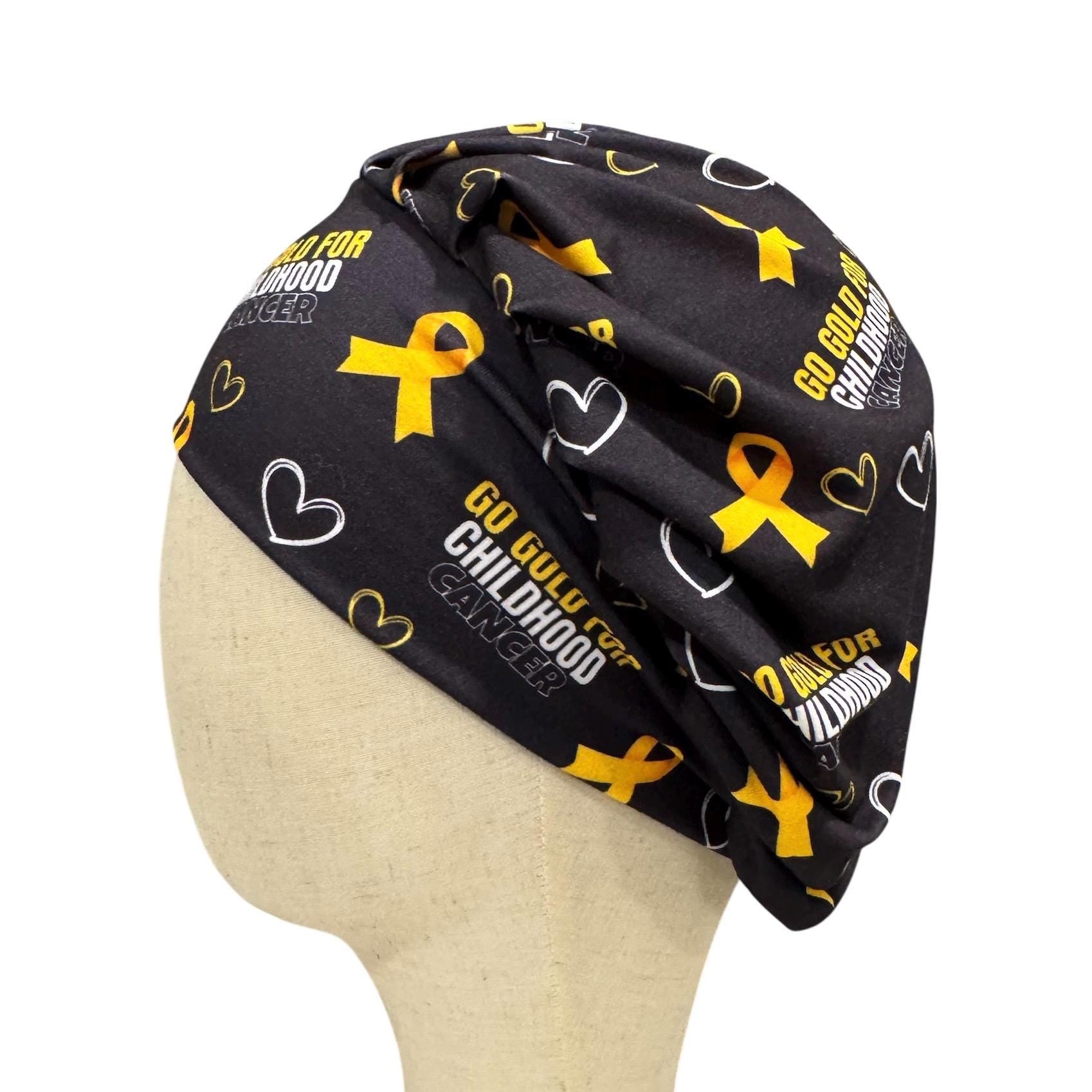 Childhood Cancer Awareness Bouffant Scrub Cap on black