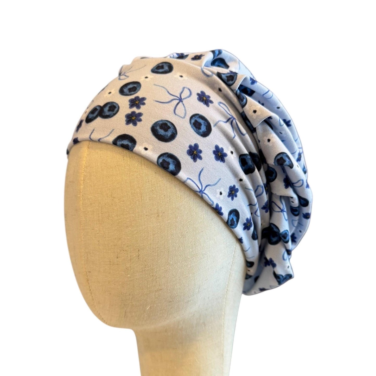 Blueberry Bow Bouffant Scrub Cap, Ponytail Friendly