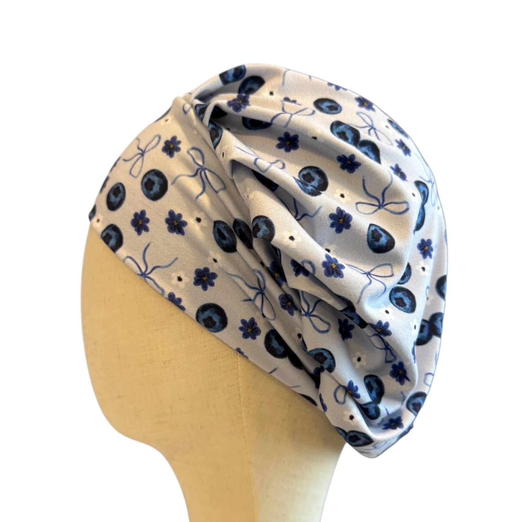 Blueberry Bow Bouffant Scrub Cap, Ponytail Friendly