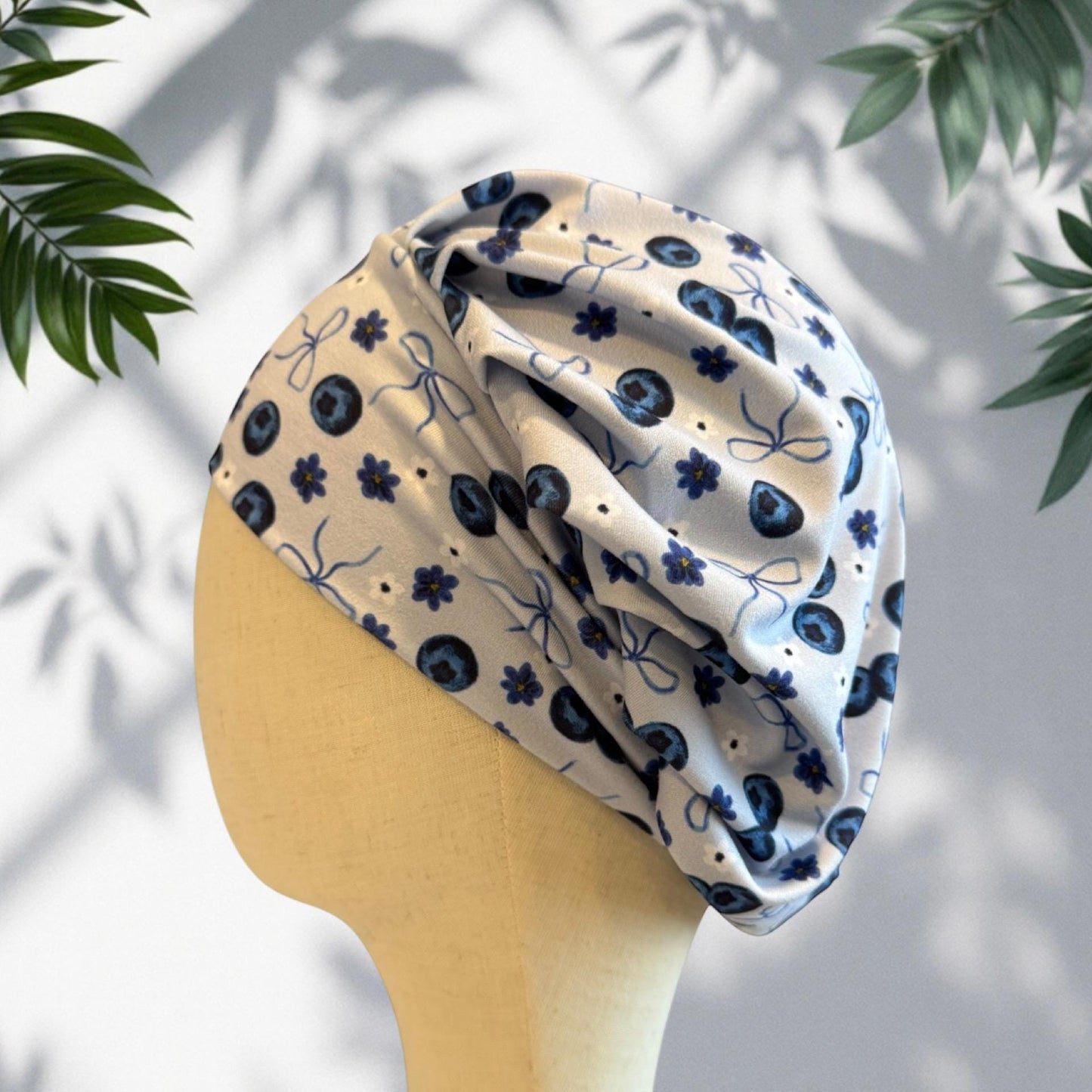 Blueberry Bow Bouffant Scrub Cap, Ponytail Friendly