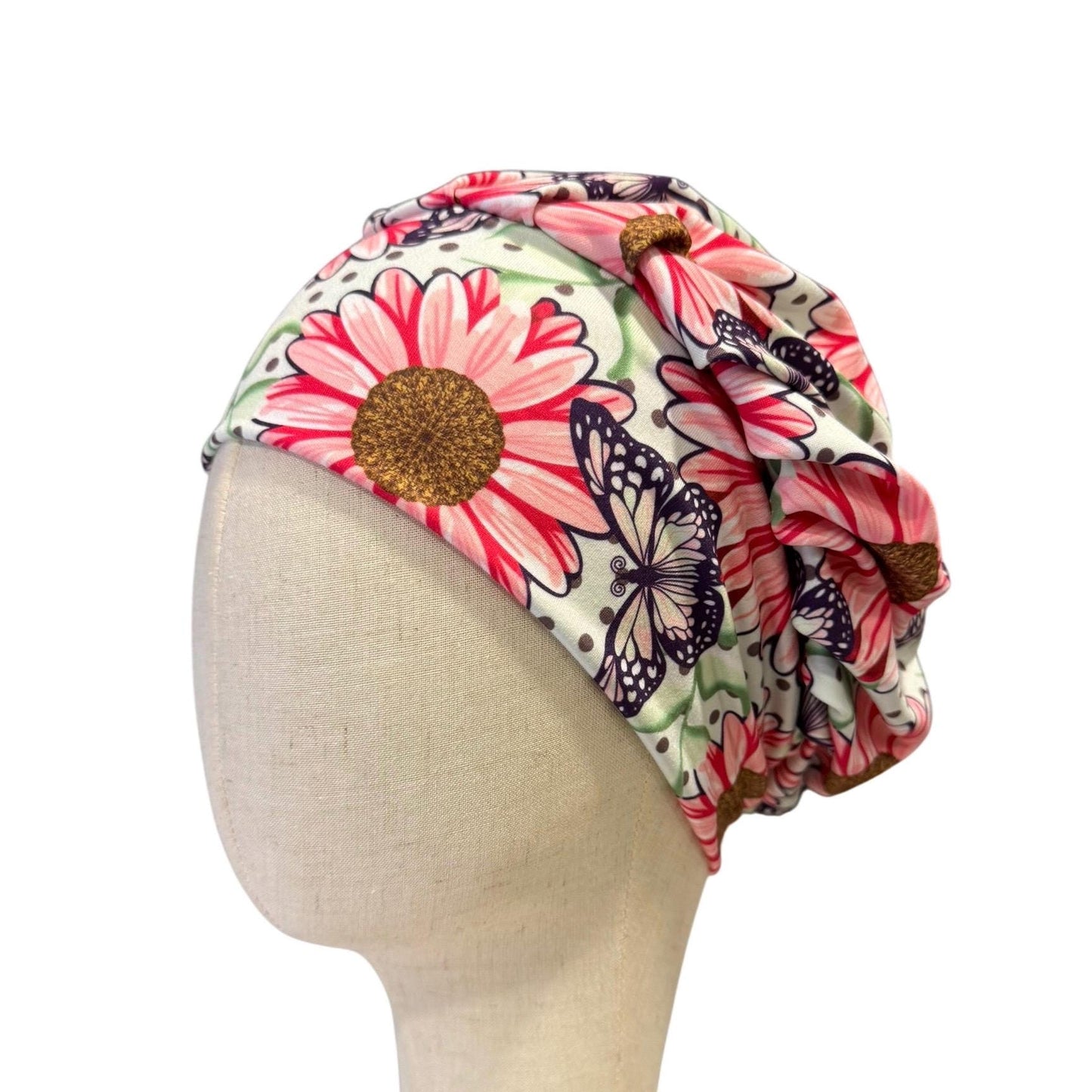 Floral Butterfly Bouffant Scrub Cap, Ponytail Scrub Cap
