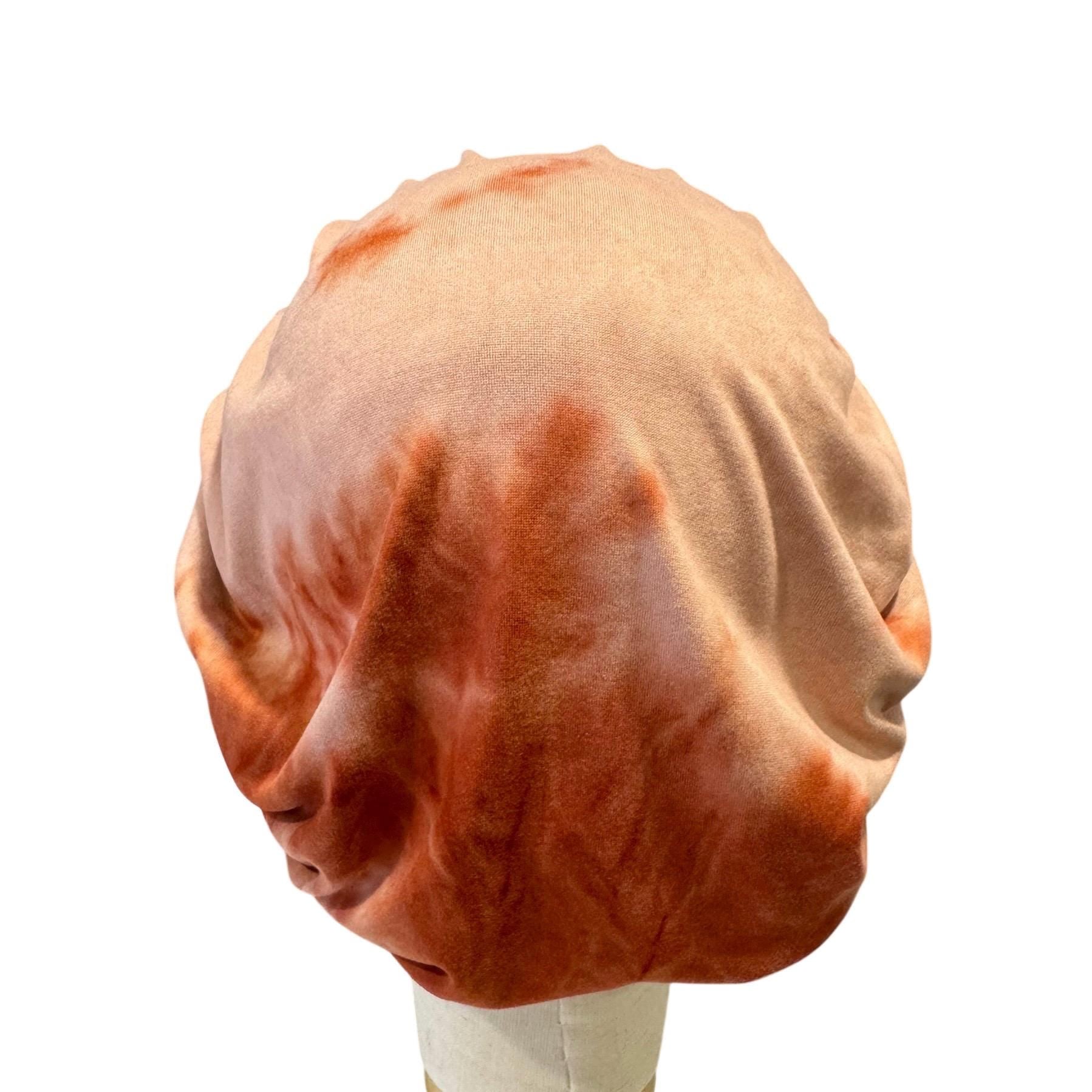 Rust Tie Dye Bouffant Scrub Cap | Ponytail Surgical Hat