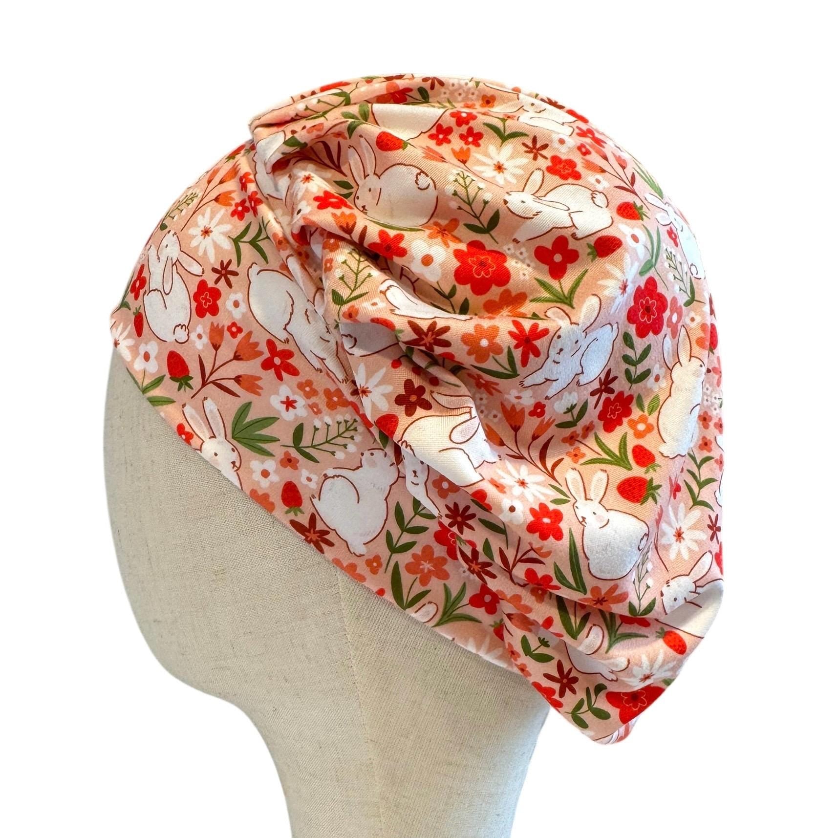 Spring Easter Bunny Bouffant Scrub Cap | Bunnies, Florals (Headband Style)
