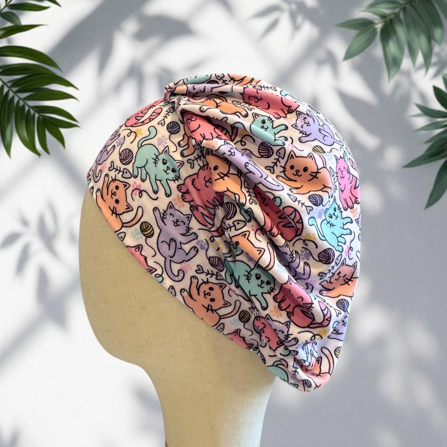 Cat Print Bouffant Scrub Cap | Cute Kitty Nurse Hat | Veterinary Scrub Cap