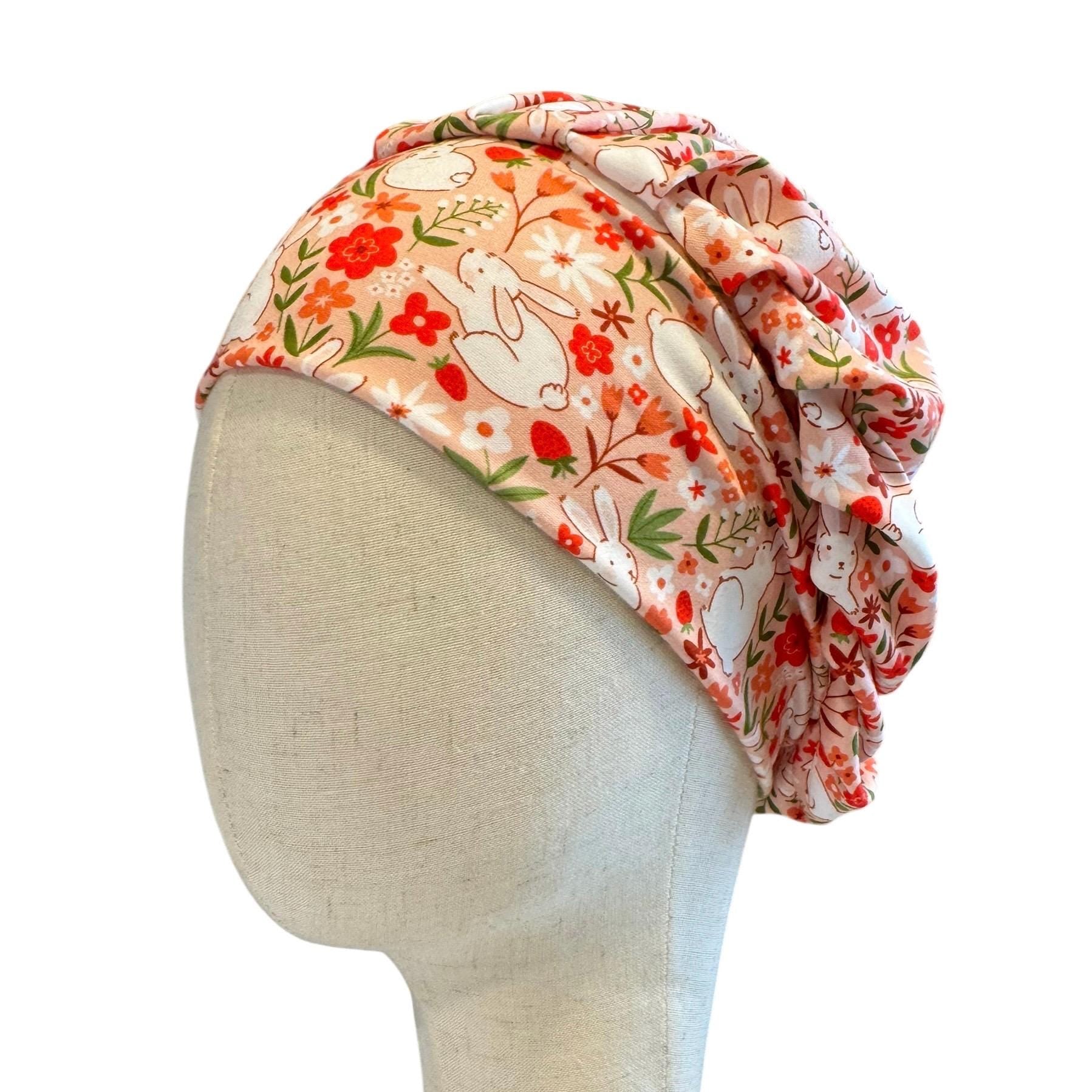 Spring Easter Bunny Bouffant Scrub Cap | Bunnies, Florals (Headband Style)