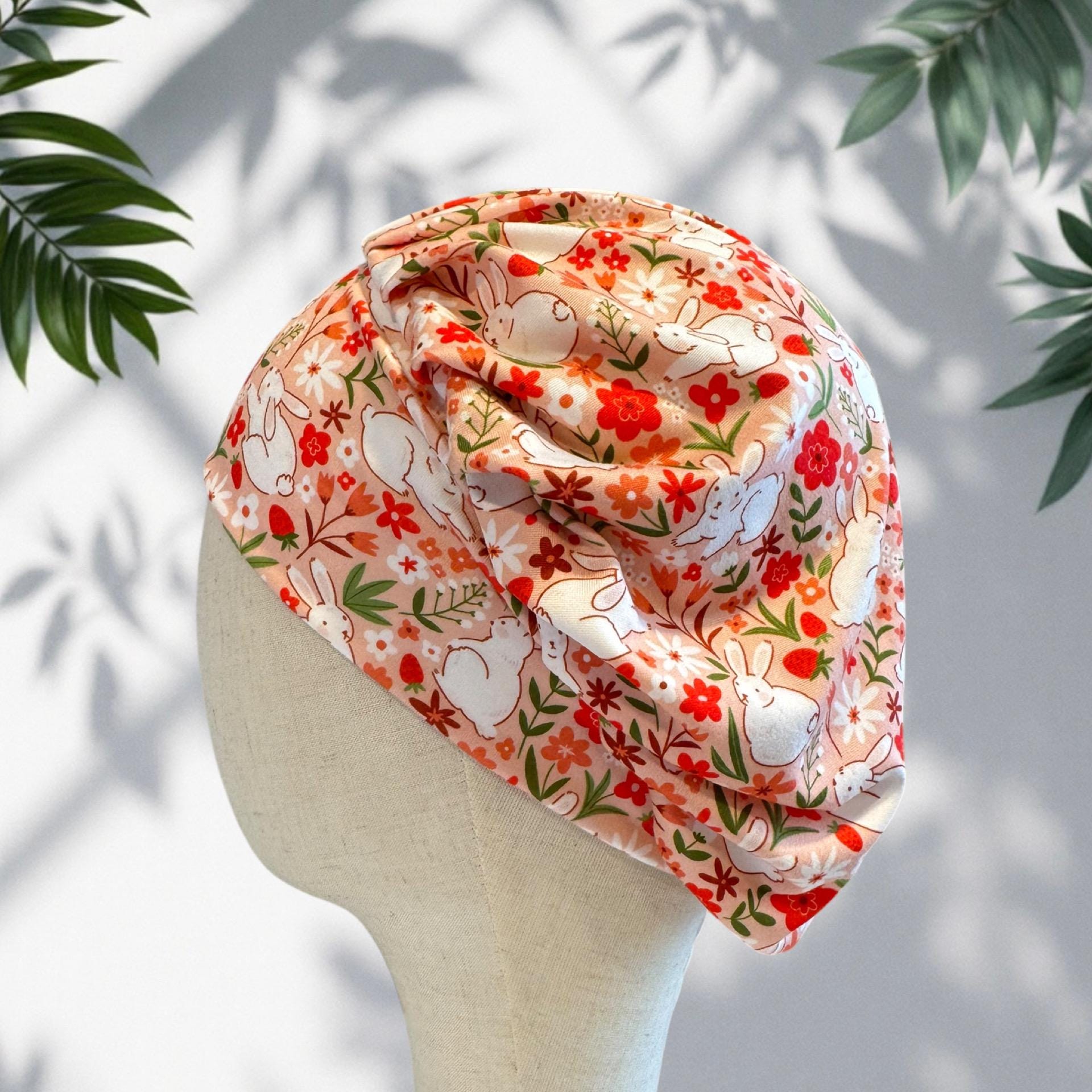 Spring Easter Bunny Bouffant Scrub Cap | Bunnies, Florals (Headband Style)
