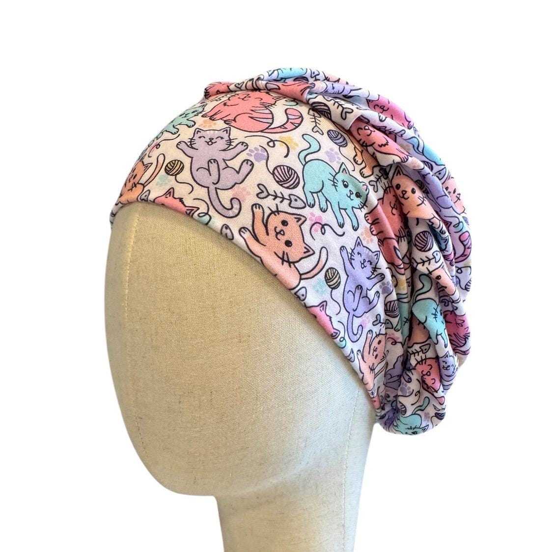 Cat Print Bouffant Scrub Cap | Cute Kitty Nurse Hat | Veterinary Scrub Cap