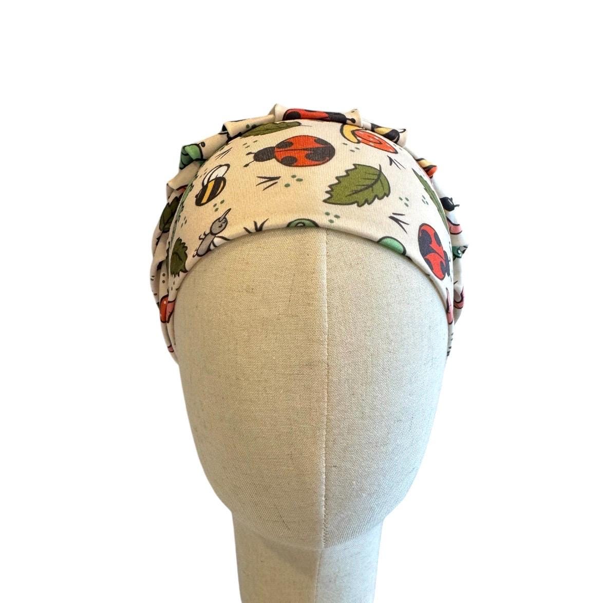 Pediatric Scrub Cap Bouffant, Kids Friendly Nurse Cap, Cute Bug Insect Print Surgical Hat, Caterpillar Ladybug Bee Scrub Hat, Headband Style