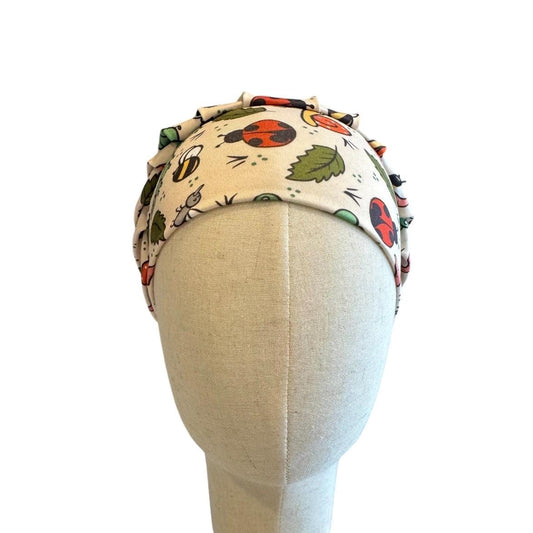 Pediatric Scrub Cap Bouffant, Kids Friendly Nurse Cap, Cute Bug Insect Print Surgical Hat, Caterpillar Ladybug Bee Scrub Hat, Headband Style