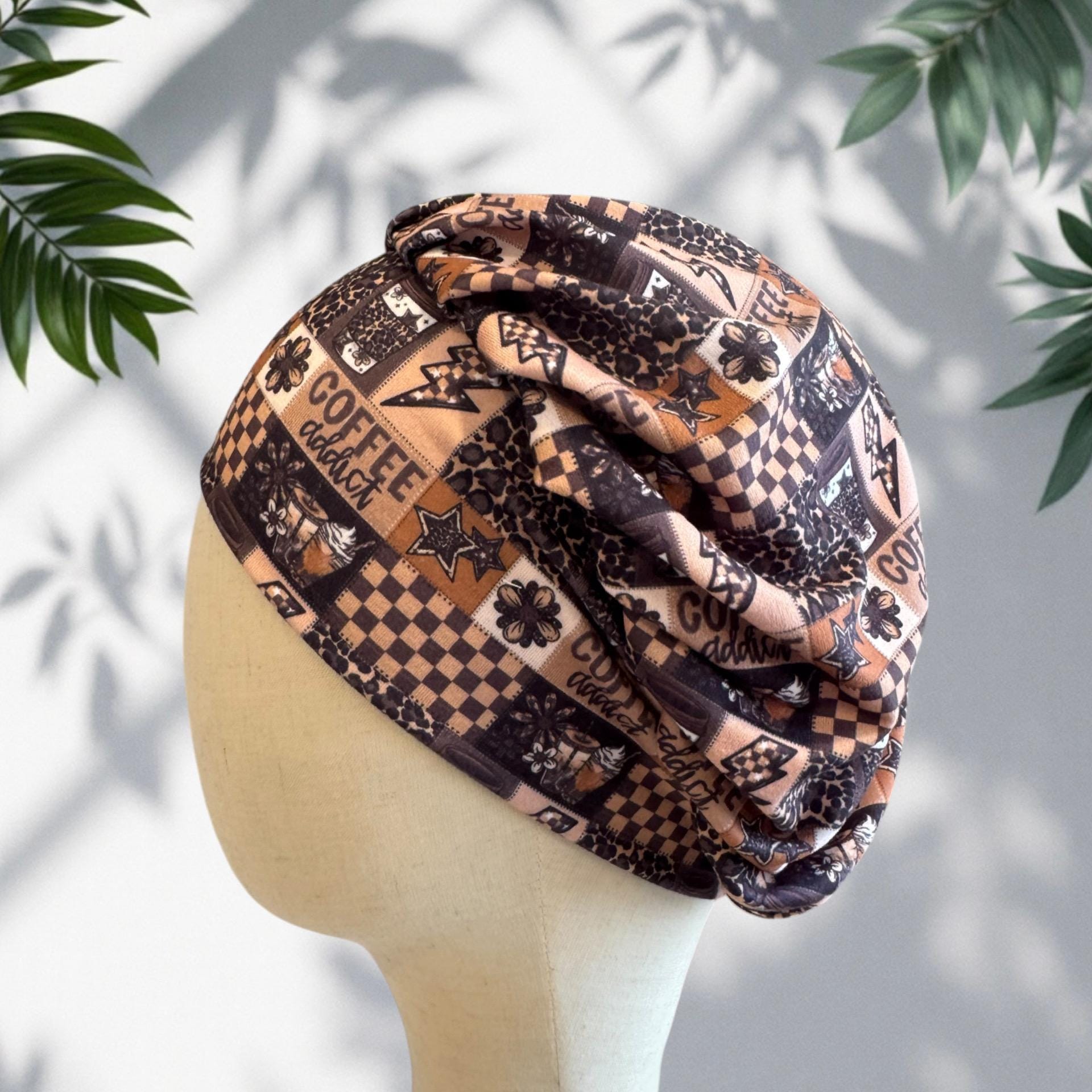 Coffee Bouffant Scrub Cap, Headband Style Scrub Cap