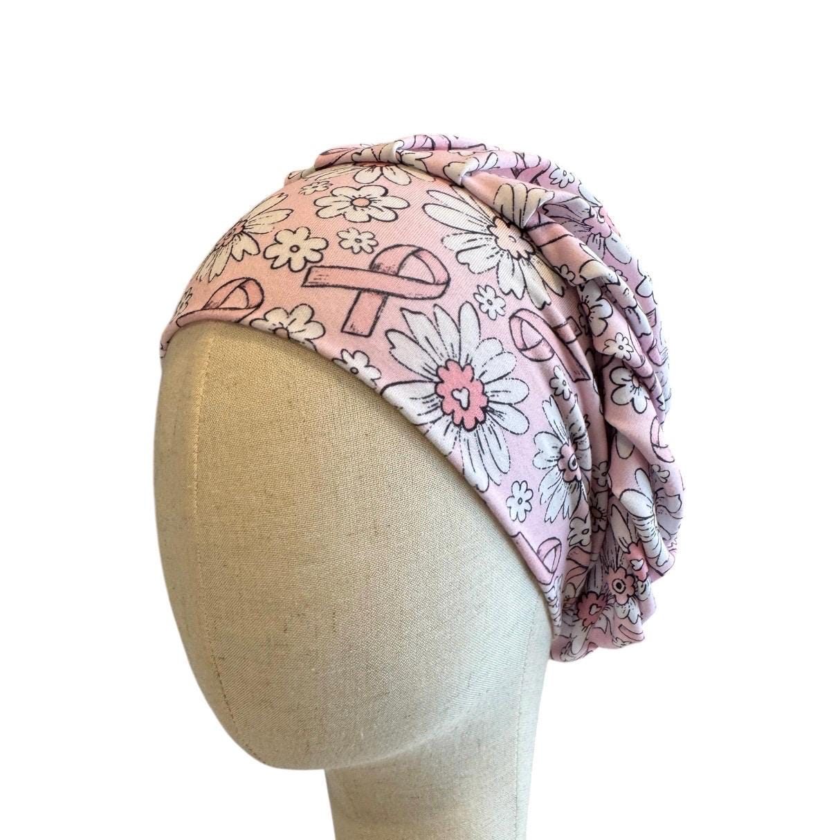 Pink Ribbon Bouffant Scrub Cap, Headband Style Scrub Cap, Breast Cancer Awareness