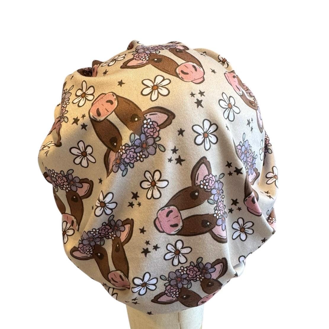 Cow Farm Bouffant Scrub Cap, Headband Style Scrub Cap