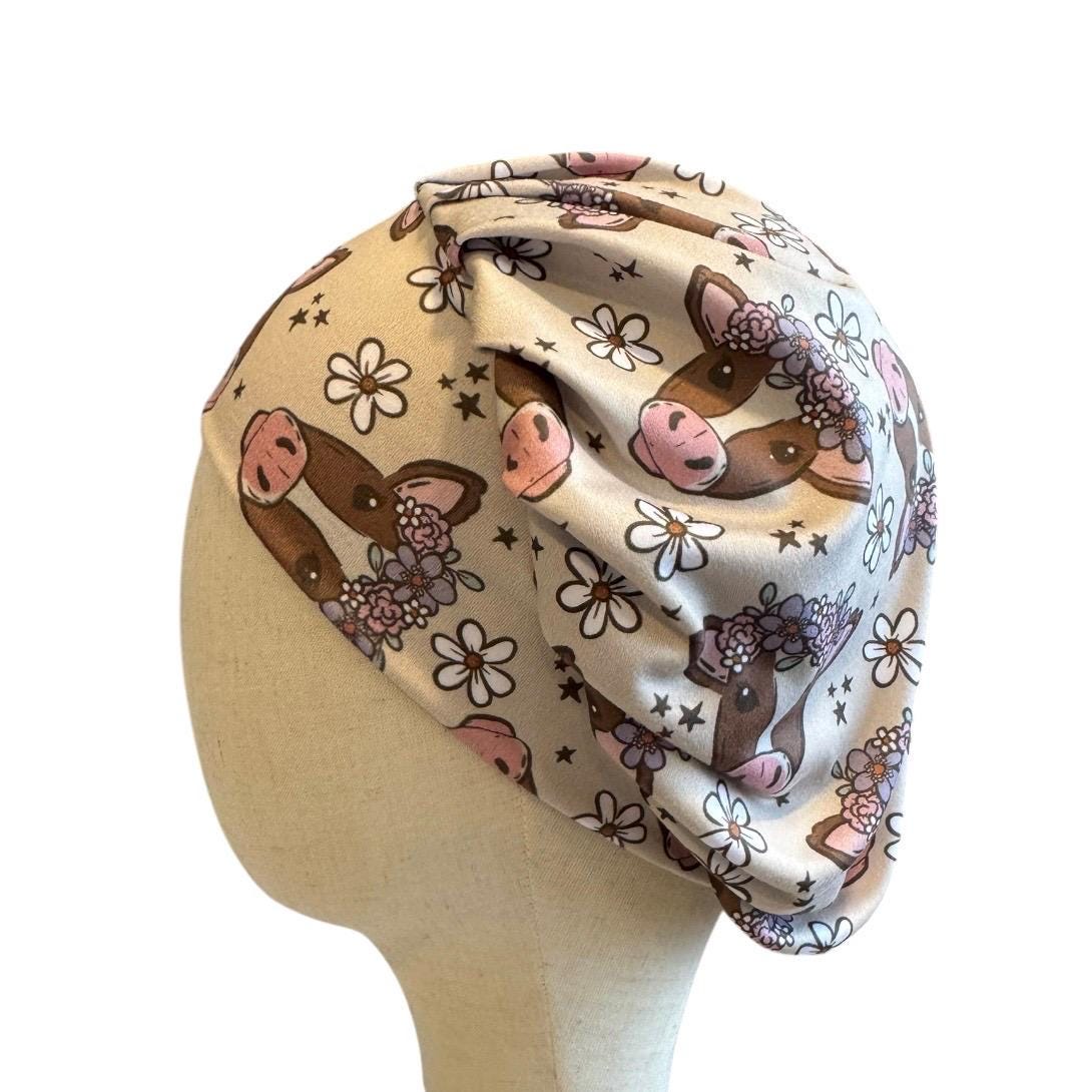 Cow Farm Bouffant Scrub Cap, Headband Style Scrub Cap