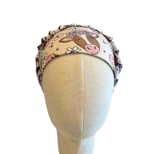 Cow Farm Bouffant Scrub Cap, Headband Style Scrub Cap