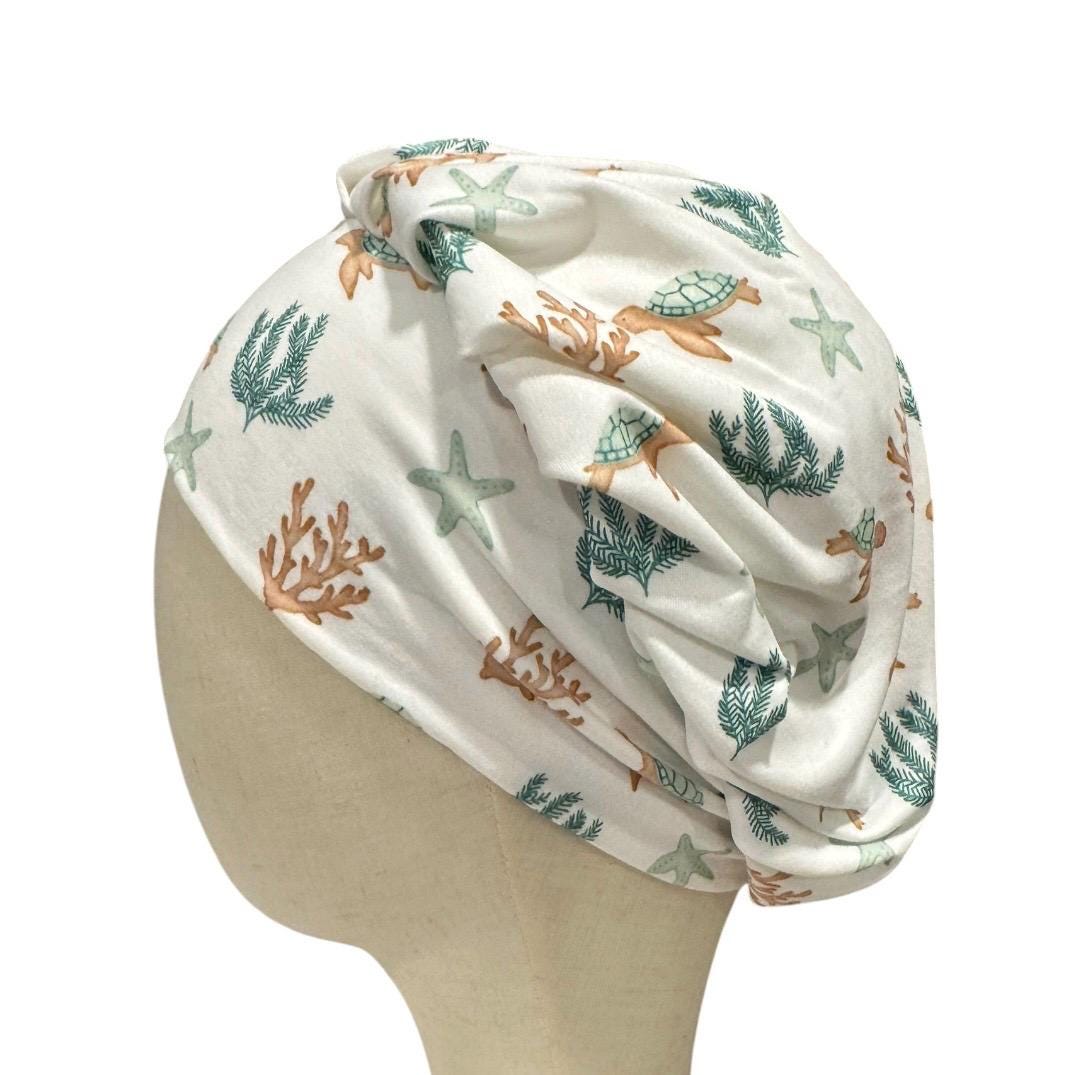 Sea Life Bouffant Scrub Cap, Headband Style Turtle Surgical Hat