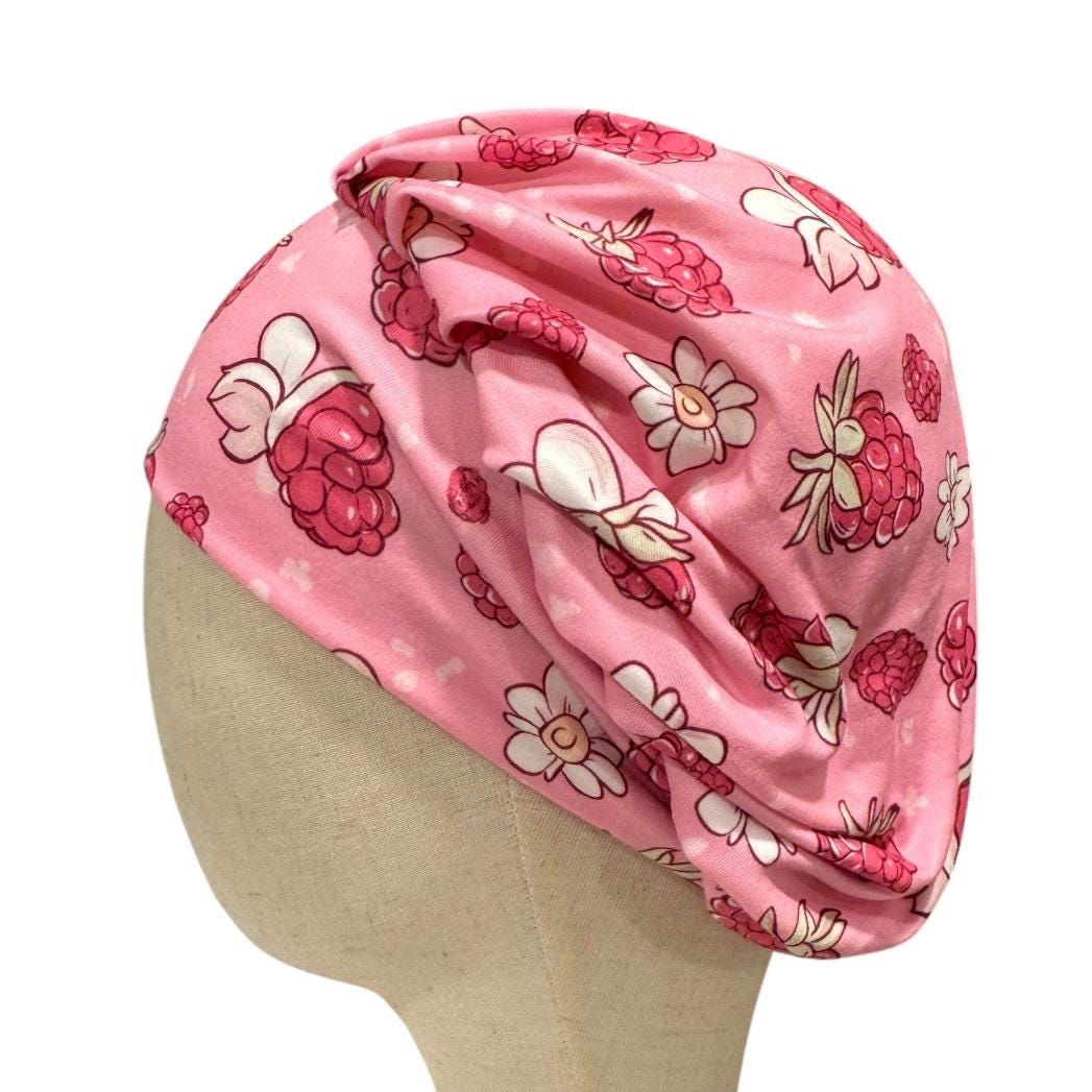 Raspberry Bouffant Scrub Cap, Headband Style Surgical Hat