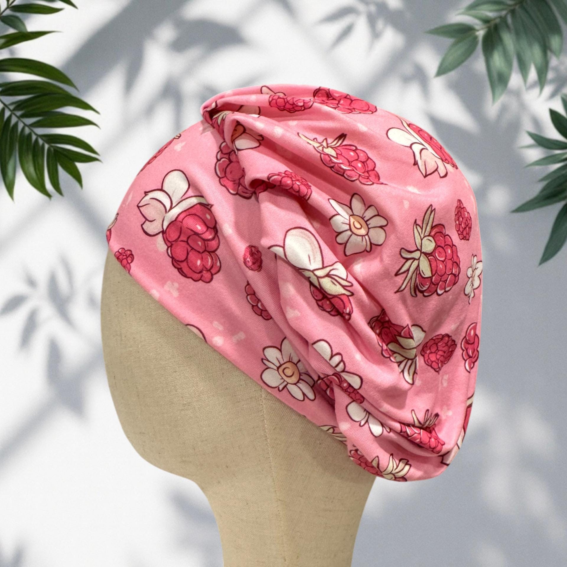 Raspberry Bouffant Scrub Cap, Headband Style Surgical Hat