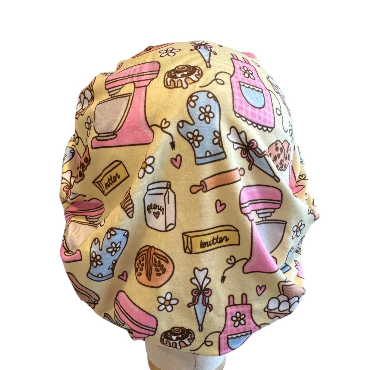 Baking Scrub Cap Bouffant, Baking Nurse Surgical Cap, Kitchen Lover Scrub Hat