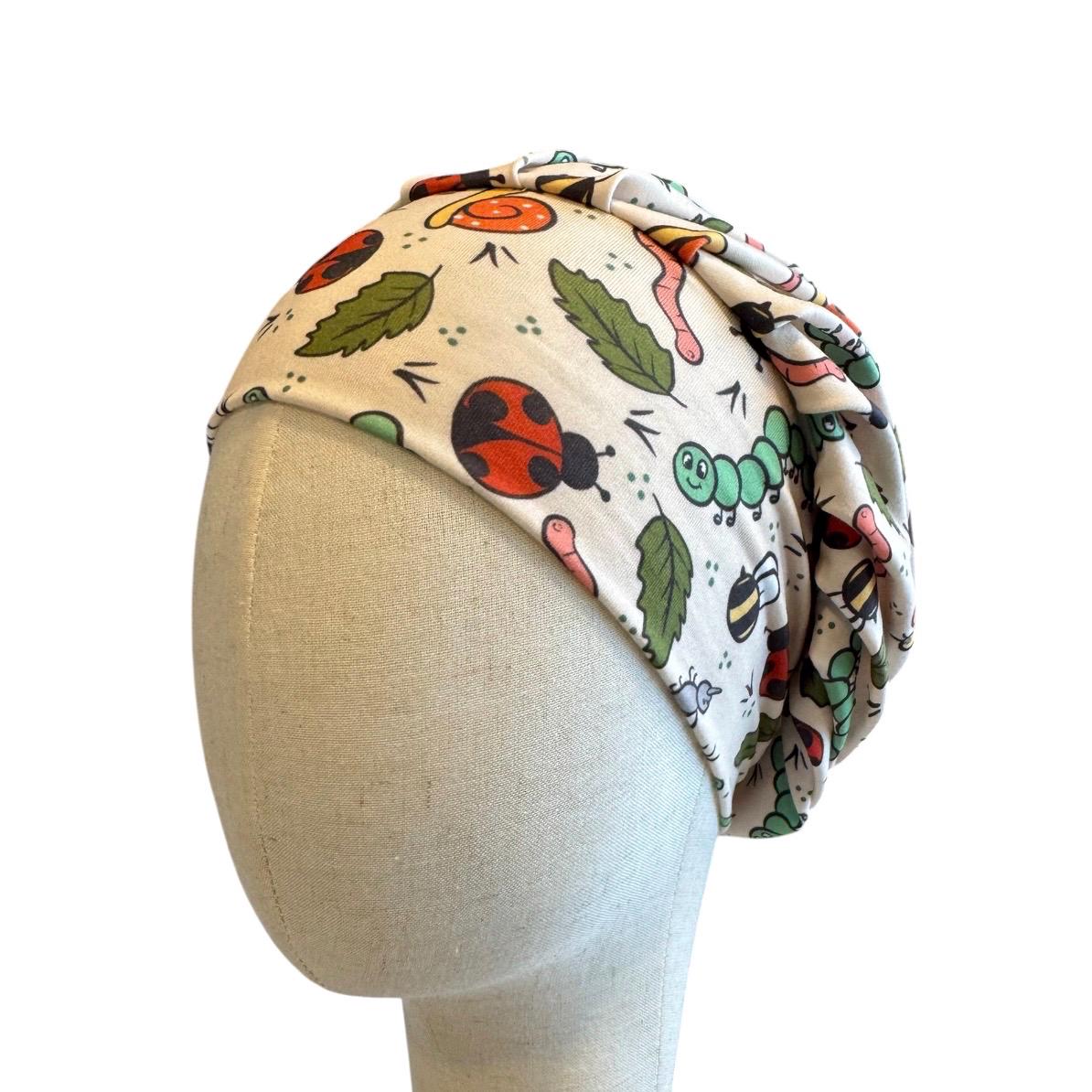 Pediatric Scrub Cap Bouffant, Kids Friendly Nurse Cap, Cute Bug Insect Print Surgical Hat, Caterpillar Ladybug Bee Scrub Hat, Headband Style