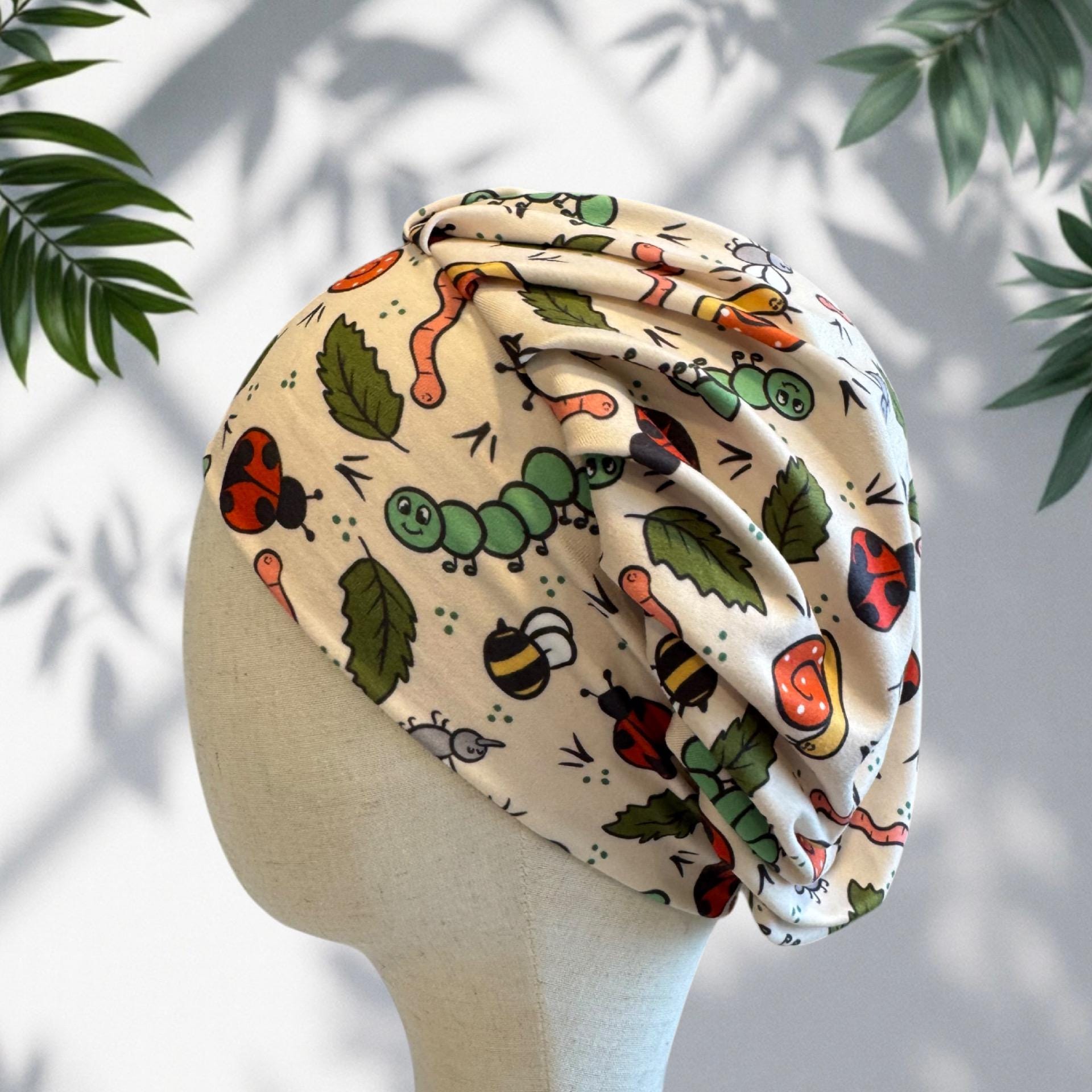 Pediatric Scrub Cap Bouffant, Kids Friendly Nurse Cap, Cute Bug Insect Print Surgical Hat, Caterpillar Ladybug Bee Scrub Hat, Headband Style