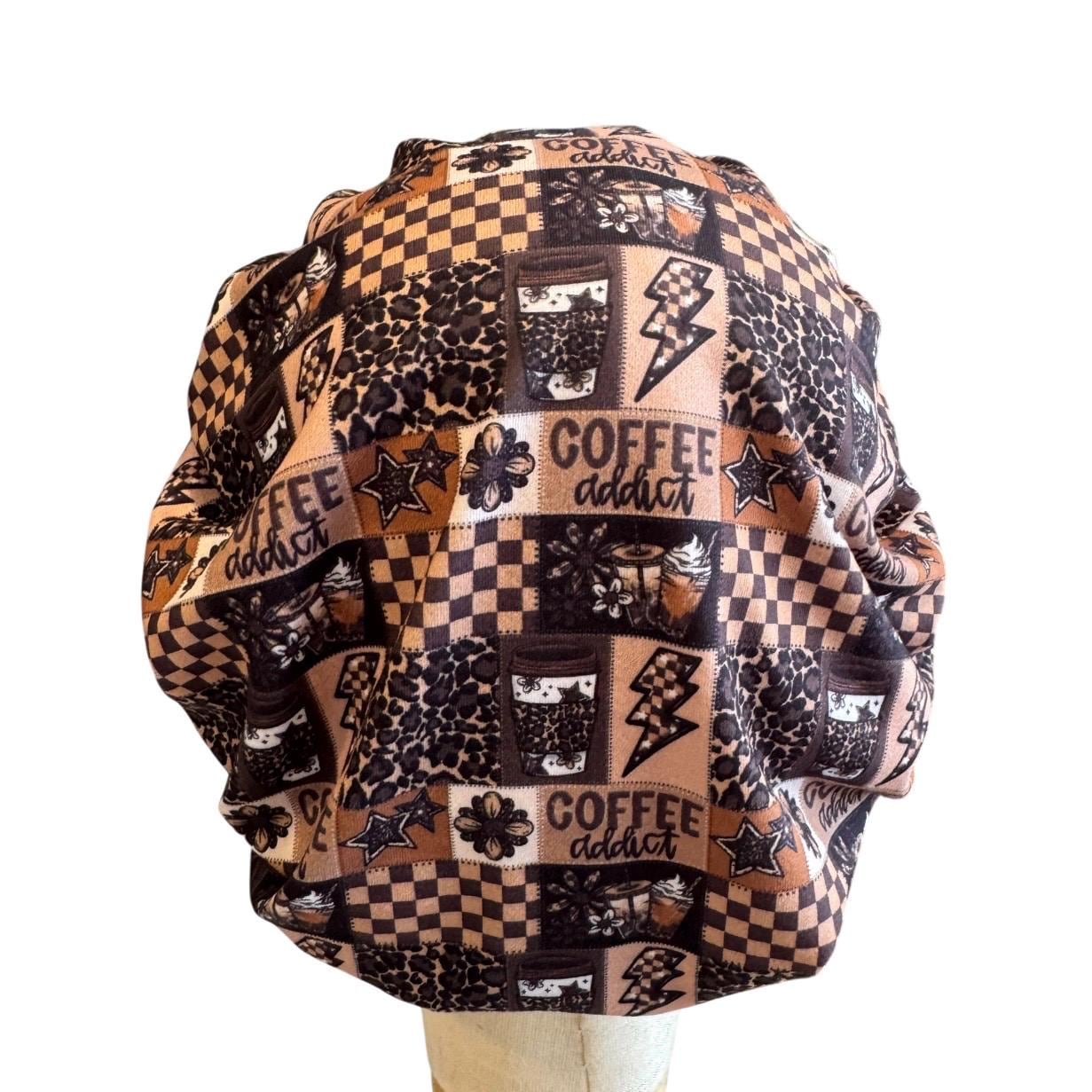Coffee Bouffant Scrub Cap, Headband Style Scrub Cap