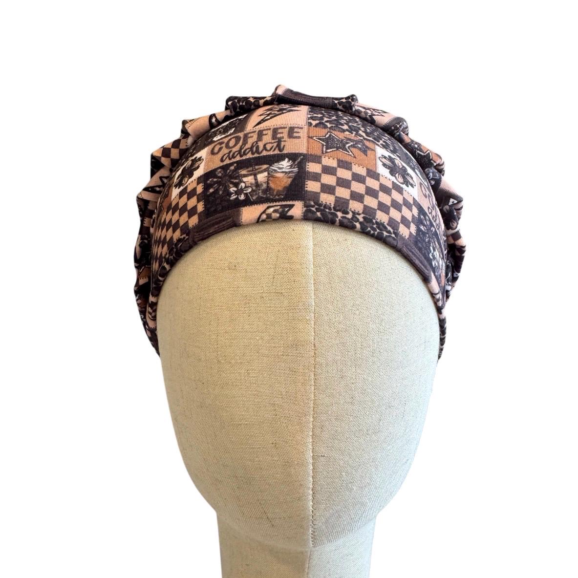 Coffee Bouffant Scrub Cap, Headband Style Scrub Cap