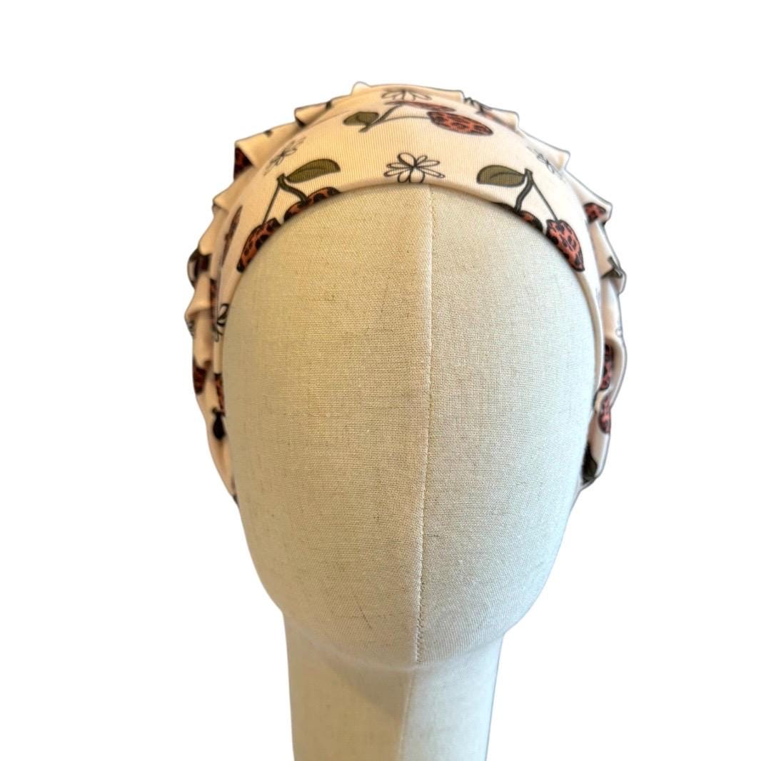 Cherry Cheetah Bouffant Scrub Cap, Headband Style Scrub Cap