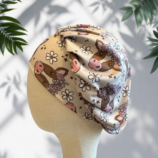 Cow Farm Bouffant Scrub Cap, Headband Style Scrub Cap