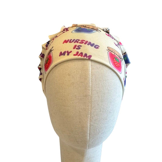 Nursing Is My Jam Bouffant Scrub Cap, Headband Style Scrub Cap