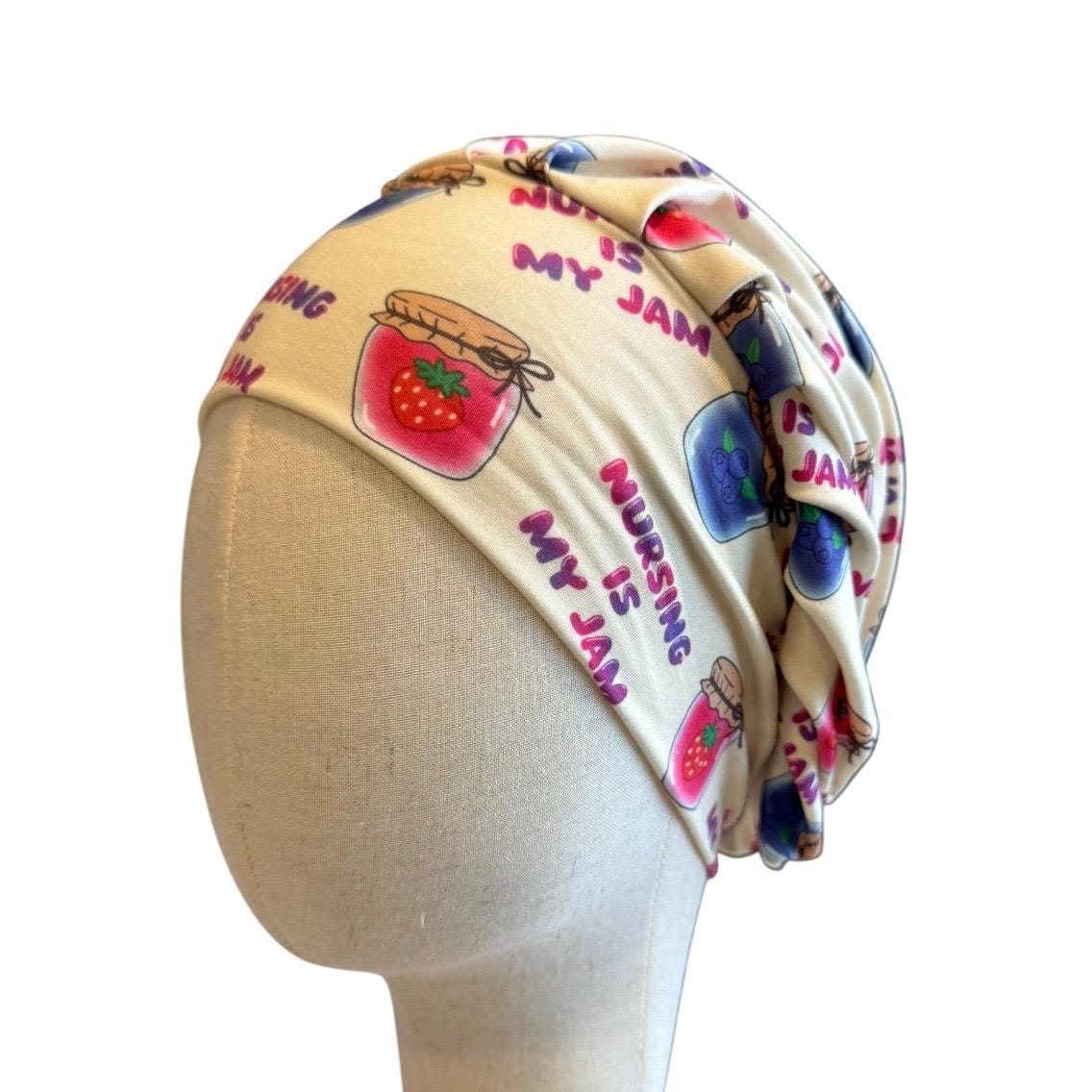 Nursing Is My Jam Bouffant Scrub Cap, Headband Style Scrub Cap