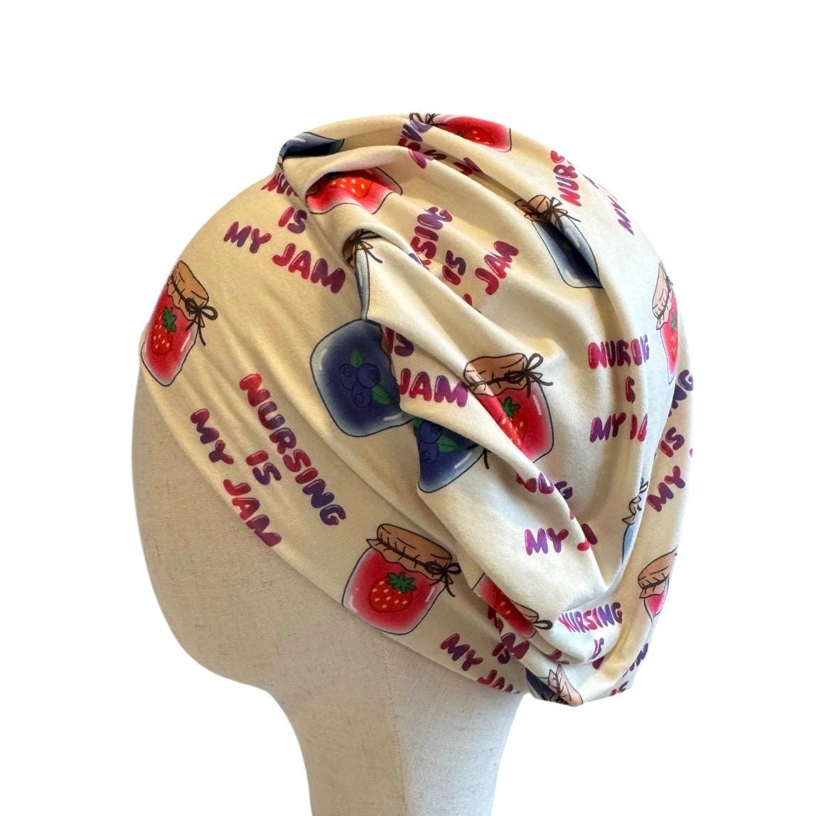 Nursing Is My Jam Bouffant Scrub Cap, Headband Style Scrub Cap