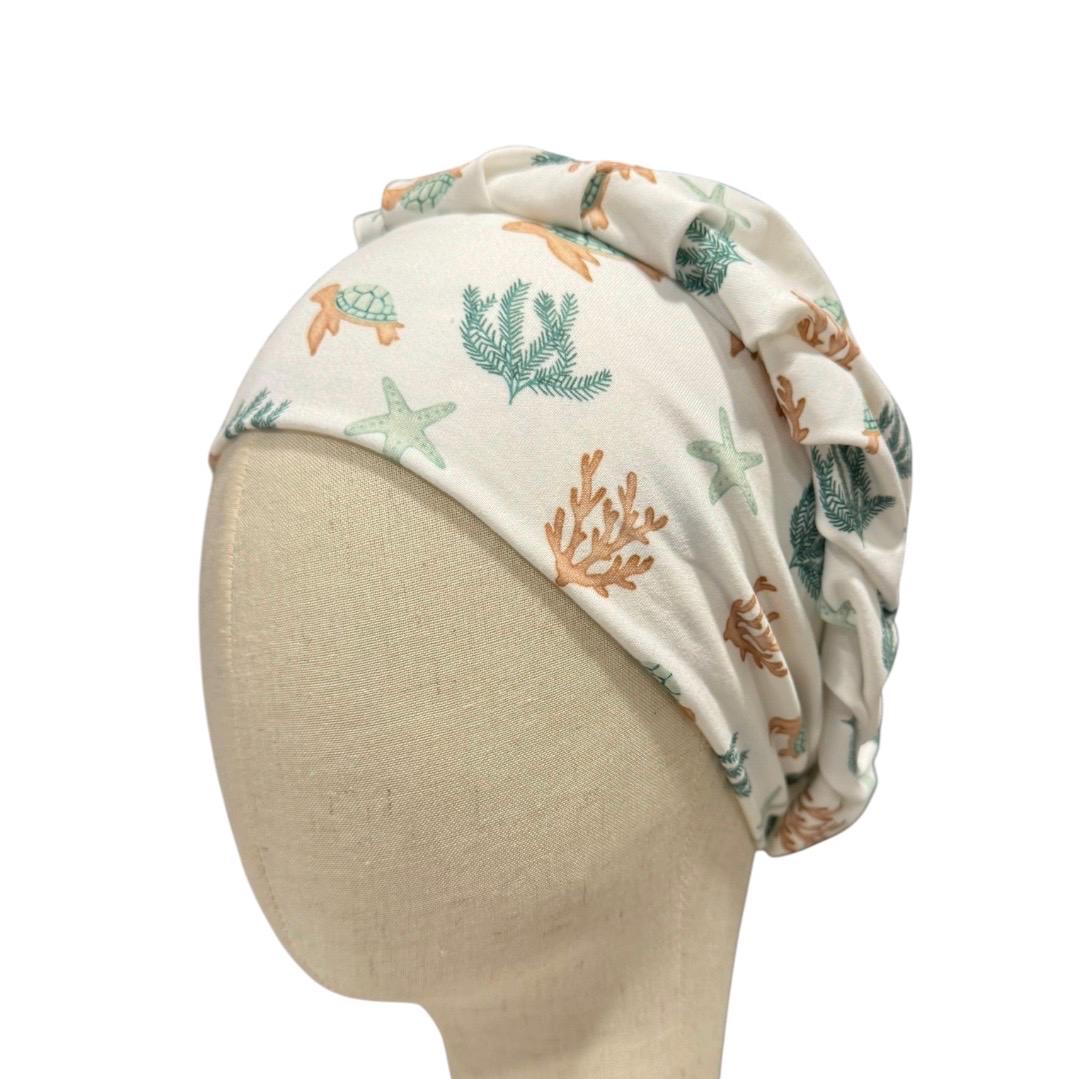 Sea Life Bouffant Scrub Cap, Headband Style Turtle Surgical Hat