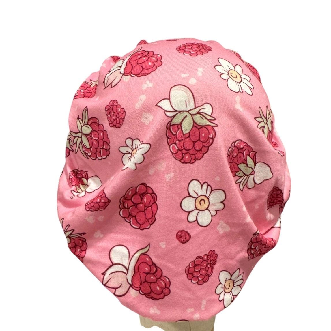 Raspberry Bouffant Scrub Cap, Headband Style Surgical Hat