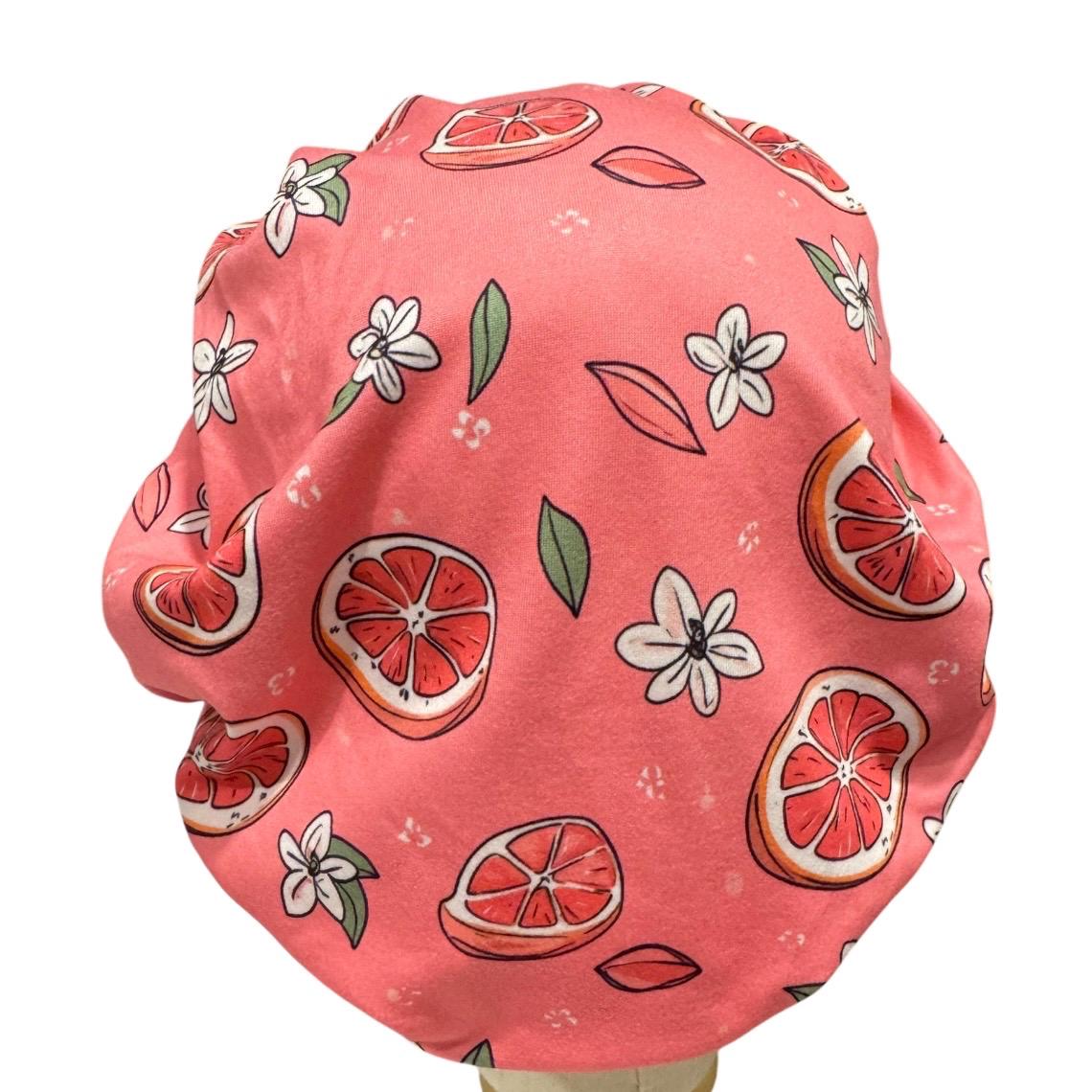 Grapefruit Bouffant Scrub Cap, Headband Style Citrus Fruit Surgical Hat